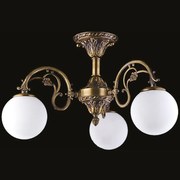 Lustra Primo cu 3 Brate, Desing Clasic, Finisaj Bronz Antichizat, Abajur Alb - Bussy Lighting 7210-52-43
