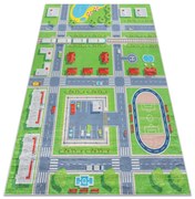 BAMBINO 2624 covor lavabil Oraș, străzi pentru copii anti-alunecare - verde / gri