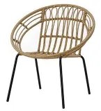 SCAUN TERASA AIMEE, 72X65X77 CM, RATAN PE, PICIOARE OTEL VOPSIT ELECTROSTATIC, CULOARE NATUR