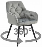 Scaun de masa rotativ JORK360 VELVET, gri deschis