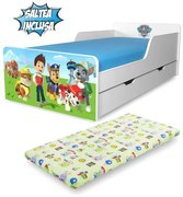 Pat Start Paw Patrol 2-12 ani cu sertar si saltea Culcus de lana 160x80x6 - PC-P-MK-SRT-PAW-80