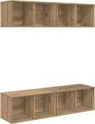 vidaXL Set comodă TV Pe perete 4 pcs Stejar Artizanal 37 x 37 x 72 cm