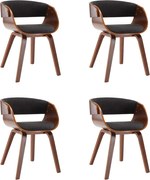 vidaXL Scaune de bucătărie, 4 buc, gri, lemn curbat și material textil