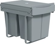HOMCOM Coș de gunoi retractabil sub chiuvetă, 2 găleți de 20L, Gri | Aosom Romania