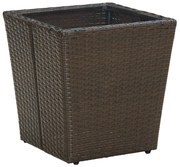 vidaXL Masă de ceai, maro, 41,5x41,5x44 cm poliratan/sticlă securizată