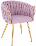 HR750 Scaun cu picioare Aurie Mov din Catifea