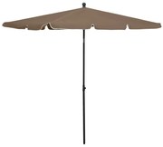 vidaXL Umbrelă de grădină cu stâlp, gri taupe, 210x140 cm