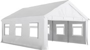 Outsunny Pavilion de Grădină 4x6 m cu Pereți Laterali, 6 Ferestre și Dublă Intrare, din Oțel Galvanizat, Alb | Aosom Romania