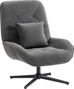 HOMCOM Scaun de accent rotativ, fotoliu tapițat din chenille cu pernă lombară, spătar înalt, șezut adânc, gri închis | Aosom Romania