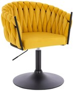 HR750N Scaun Galbenă din Catifea cu Bază Neagră