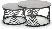 Set 2 masute cafea FLAMINGO, gri cu efect de marmura/negru, ceramica/m