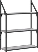 vidaXL Raft cu 3 niveluri, gri sonoma, 60x21x78,5 cm, lemn prelucrat