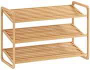HOMCOM Etajeră pentru pantofi cu 3 rafturi pentru 12 perechi de pantofi din bambus 76x33x50.8 cm | Aosom Romania