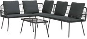 vidaXL Set de canapele pentru grădină cu pernă 2 pcs Negru poliratan