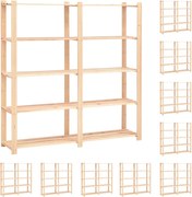 vidaXL Etajere cu 5 niveluri, 10 buc, 170x38x170 cm, pin masiv, 500 kg