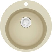 vidaXL Chiuvetă de bucătărie din granit, bej, un bazin, rotund