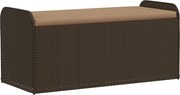 vidaXL Bancă de depozitare cu pernă, maro, 115x51x52 cm, poliratan