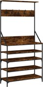 vidaXL Suport de haine cu raft de pantofi stejar fumuriu, 90x34x184 cm