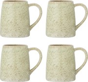 Set 4 căni din ceramică, multicolor, fond crem cu tonuri calde, glazură reactivă cu nuanțe unice, 10 x 9 cm, „Winnie”