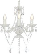 vidaXL Candelabru cu mărgele, alb, rotund, 3 becuri E14