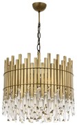 Lustră pe lanț CRYSTALLINE, 6xE27/40W/230V, diam. 40 cm, alamă