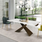 MIRABELLE-MASA BLAT DREPTUNGHIULAR CERAMICA ALB - PICIOR METALIC BRONZ 180 cm/90 cm