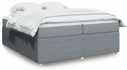 vidaXL Pat box spring cu saltea, gri deschis, 200x200 cm, textil