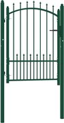 vidaXL Poartă de gard Emmen cu țăruși din oțel, verde, 104x109,5 cm