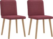 vidaXL Scaune de bucătărie, 2 buc., roșu vin, material textil