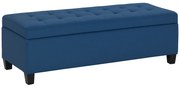 HOMCOM Banc de depozitare 94,5L banca pentru capul patului din material textil cu aspect de in si picioare din lemn, 125 x 49 x 41,5 cm, albastru | Aosom Romania