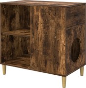 vidaXL Casa pentru pisici Stejar fumuriu 72 x 42.5 x 70 cm