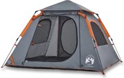 vidaXL Cort camping cupolă 4 persoane, gri/portocaliu, setare rapidă