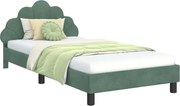 vidaXL Cadru de pat pentru copii cu spătar Verde Mării 90 x 190 cm