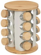 Suport rotativ pentru condimente SENSIA, 13 borcane cu capace din bambus