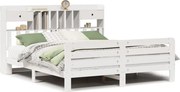 vidaXL Pat cu bibliotecă fără saltea, 180x200 cm, lemn masiv de pin