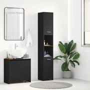 vidaXL Dulap de baie, negru, 30x30x183,5 cm, lemn prelucrat