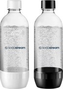 Set de sticle pentru carbonatare SodaStream Jet, 1 l, 2 buc., fără BPA, potrivite pentru mașina de spălat vase, negru