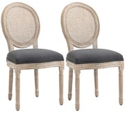 HOMCOM Set de 2 Scaune de Masa, Scaun de Salon medaillon de Stil Louis XVI, Lemn Masiv sculptat, patinat | Aosom Romania