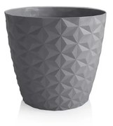 Ghiveci reciclat Crystal matt 16 cm, gri piatră, 16 cm