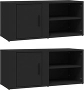 vidaXL Comode TV, 2 buc., negru, 80x31,5x36 cm, lemn prelucrat