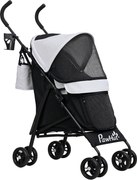 PawHut Cărucior Pliabil pentru Câini de Talie Mică cu Lese, Geantă și Suport pentru Pahare, 76x44x103 cm, Gri | Aosom Romania