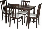 Set masa si 4 scaune LESLIE NEW, wenge/crem, lemn/material textil