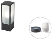 Lampă de exterior inteligentă de podea neagră cu sticlă nervurată 40 cm inclusiv Wifi A60 - Charlois