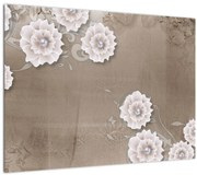 Tablou pe sticlă - Draperie cu flori (70x50 cm)