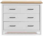 Comodă albă joasă din lemn de pin 100x80 cm Miranda – Marckeric