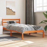 vidaXL Cadru pat fără saltea, maro ceruit, 75x190 cm, lemn masiv pin