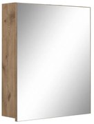 Dulap de baie în culoare naturală suspendat/cu oglindă cu aspect de lemn de stejar 60x70 cm Wisla – Støraa