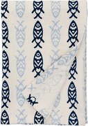Prosop de bucătărie din bumbac imprimat cu pești, 50×70 cm, „Fish Kitchen Towel"