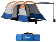 Outsunny Cort de Camping pentru 2-3 Persoane Impermeabil cu 2 Zone și 3 Intrări, 420x200x150 cm, Portocaliu | Aosom Romania