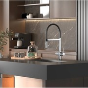 Baterie bucatarie cu pipa flexibila Inter Ceramic Acqua Pura compatibila cu sistem filtrare apa crom-negru